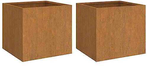 Homgoday Lot de 2 pots de fleurs en acier Corten 49 x 47 x 46 cm