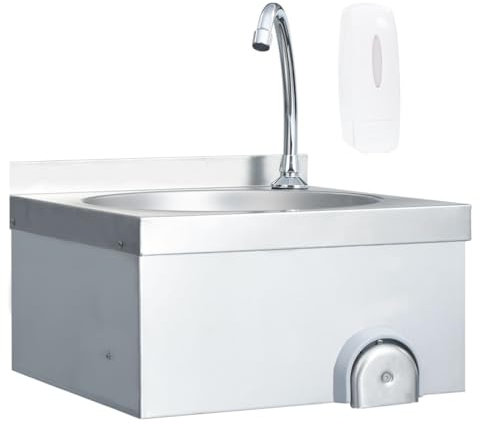 Fregadero lavamanos con grifo y dispensador de jabón acero inox