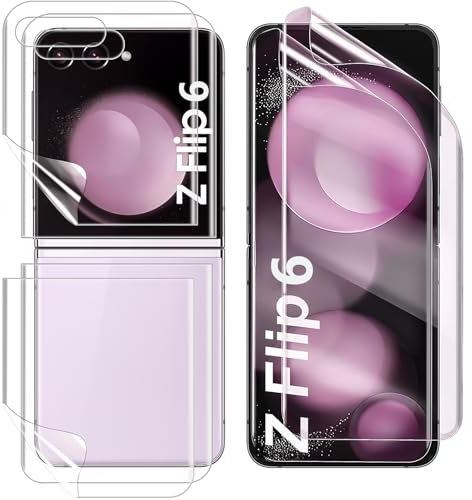 QiiStar 2 Sets Screen Protector for Samsung Galaxy Z Flip 6 5G,Soft TPU Hydrogel Protective HD Clear [Full Coverage][touch-sensitive][In-Display Fingerprint Support] Screen Film for Samsung Flip 6