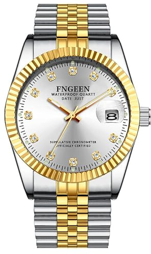 OIDEA Armbanduhr mit Strass für Pärchen Edelstahl: Analog Quarz Herrenuhr Damenuhr mit Datum Zifferblatt mit Leuchtende Zeiger & Diamantskala Geschenk für Verliebte Partner Paare Herren Damen