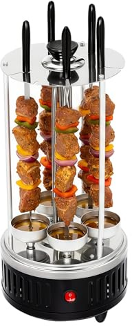 Dönergrill, 1000W Gyrosgrill Tischgrill Elektrogrill Vertikaler Rotisserie-Grill Elektrische Drehgrillmaschine BBQ für den Hausgebrauch, für Grillpartys im Freien, Picknicks (5x Spieße)