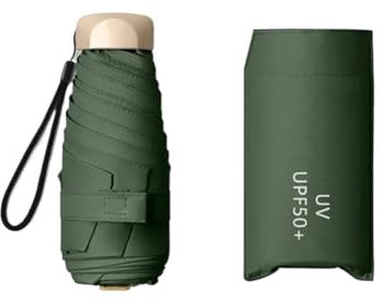FVCTGHZ Regenschirm Sturmfest für Regen Kleiner Sonnenschirm, kleiner Taschenregenschirm, Vinyl, faltbar, UV- und UV-Schutz, Sonnenschutz, Taschenschirm(Black)