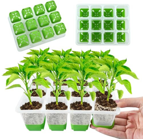 Lot de 2 serres d'intérieur - Bac de démarrage réutilisable - En silicone - Avec cellules pop-out flexibles - Pour la germination des semences, la croissance des plantes
