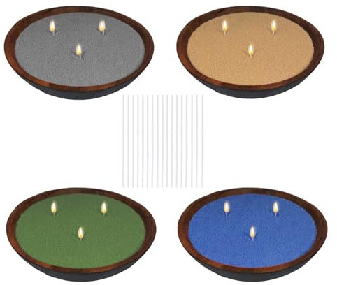 Ovaletta Sable de bougie C, 4 couleurs, sable de bougie avec mèche, sable de bougies parfumé, cire de paraffine pour bougies, avec 16 mèches, cire de bougie à couler, sable de bougies (400 g)