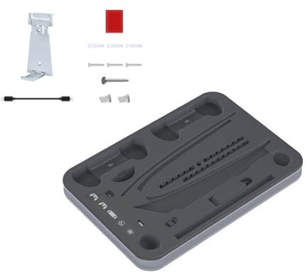 JOYSOG Ladestation für PlayStation Portal/PS5/PS5 Edge Controller, Ladegerät für Speicher PS5pro/PS5slim/PS5 Digital & Disc Edition Host Zubehör (Grau)