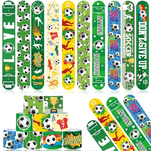 Viicoor Slap Bracelets for Kids 30PCS Footballs Slap Bands Party Gadget Fillers Favors Multicolour (Football-30P)