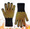 1 Pair BBQ Gloves, 800 ℃ / 1472 ℉ Heat Resistant Silicone Oven Mitts with Cotton Loops for Hanging, Non-Slip Grilling Gloves for Cooking, Barbecue, Grilling, Baking (Yellow)