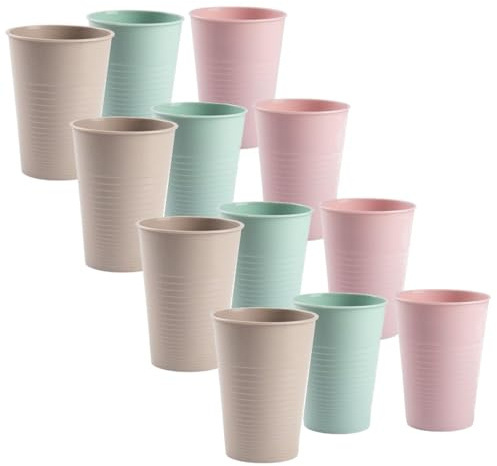 Sanixa Kunststoffbecher 12er Set pastell, Ø 8,5 cm, 0,36 L, BPA frei