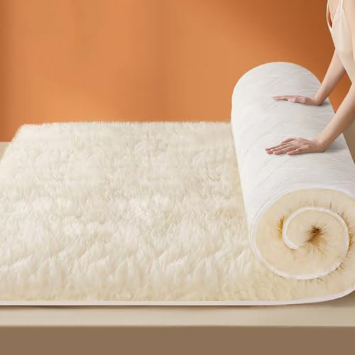 SDCGB Matratzenauflage aus Natürlicher Wolle, Waschbar und Umkehrbar, Matratzen Auflage aus Wolle, Matratzenschoner aus Dicker Wolle - Atmungsaktiv - Ganzjährig, 90 x 190 cm