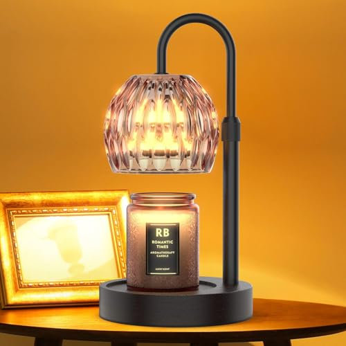 Candle Warmer Lamp with Dimmer/Timer/Adjustable Height,Electric Candle Lamp Warmer for Jar Candles,Home Decor Valentines Day Gifts for Daughter/Mom/Women(Black)