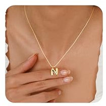 Dochais Gold Kette mit Buchstaben für Frauen Mädchen - 14 Karat Gold Vergoldete Gedrehte