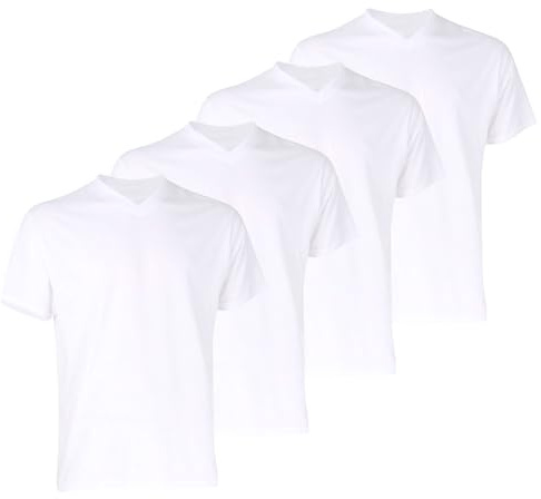 Götzburg Herren T-Shirts V-Ausschnitt | 2 Stück | 741275 (DE/NL/SE/PL, Alphanumerisch, 5XL, Regular, Regular, 4 x weiß)