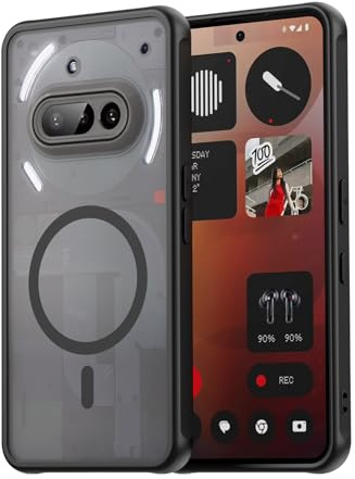 Effcotuo Magnetisch Hülle für Nothing Phone 3A Case [Kompatibel mit MagSafe] Vollständiger Kameraschutz, Magnet Handyhülle Case, Stoßfest Dünn Durchscheinende Matt SchutzHülle-Schwarz