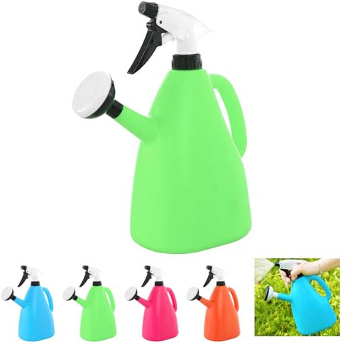 Regadera con aspersor de doble propósito, portátil, para balcón, maceta de jardín, rociador a presión, regadera pequeña para plantas de interior y patio (verde)