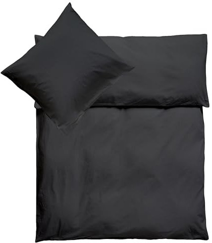 Julido Jersey-Bettwäsche-Set und Kissenbezug, 100% Baumwolle (Oeko-TEX). 2-teiliges Bettwäsche-Set mit Kunststoff-Druckknöpfen, ultraweich und atmungsaktiv (ANTHRAZIT, 155 x 200 + 80 x 80 cm)