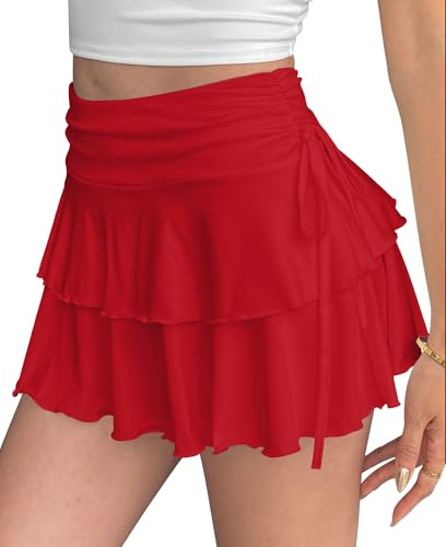 Adigau Damen Sexy Rock Y2k Minirock | Hohe Taille Kurz Rock mit Volant für Party Club
