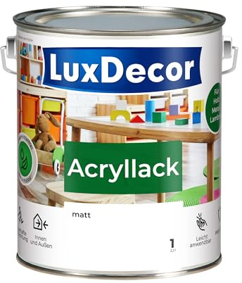 LuxDecor Acryllack 2,2L Matt (01) Schneeweiß Holzlack Weißlack Spielzeuge | Metall Möbel Fenster Sicher Kindermöbel Spielzeuge