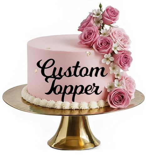 Personalized Acrylic Cake Topper, Large 3mm Custom Acrylic Letters Cake Decoration, Happy Birthday Sign Wedding Decoration Table Centre Piece Party (BLACK)