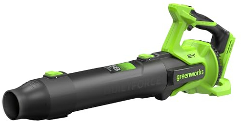 Greenworks Souffleur de Feuilles sans Fil 24V Premium, Moteur Brushless Haute Efficacité, 14,58 m³/Min, 209 km/h, Technologie QUIETFORCE, Régulateur de Vitesse – Outil Seul BL24515A1