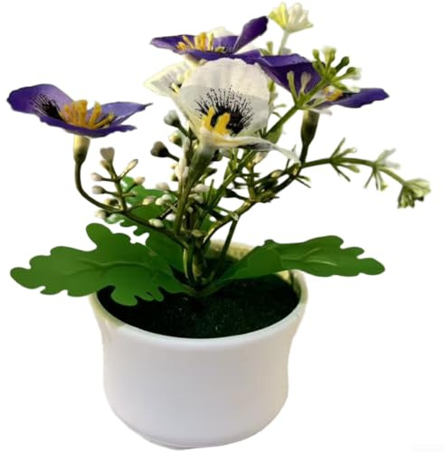 Startbuymore Orchidea artificiale Phalaenopsis in vaso, piccola decorazione da scrivania per casa (viola)