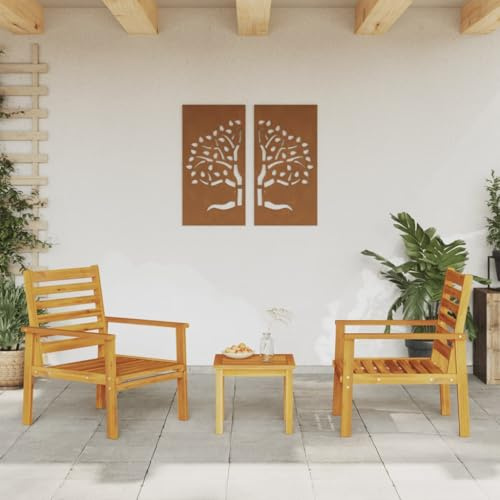 PTUGUOF Akazienholz Gartensessel 2 STK mit Armlehnen, Massivholz Akazie Sessel Set für Garten Balkon Terrasse, Outdoor Loungesessel als Campingstuhl oder Angelstuhl nutzbar, belastbar