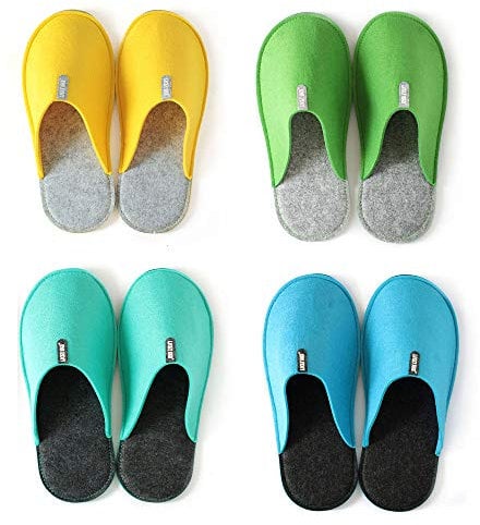 Lucky Sign - Pantofole per Ospiti 4 Paia Antiscivolo Ciabatte in feltro di alta Qualità Unisex, Small/X-Large - Bunt