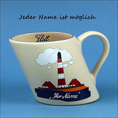 Kunst und Keramik Schiefer Namensbecher mit Westerhever Leuchtturm
