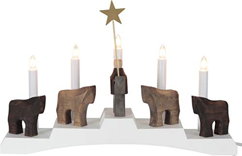 Star 656-85 Fensterleuchter Staffans Fålar, 5-flammig, Holz, Weiß, 10.7 x 45 x 29 cm