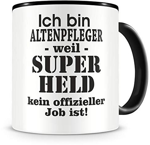 Samunshi® Altenpfleger Tasse mit Spruch Geschenk für Altenpfleger Mann Frau Kaffeetasse groß Lustige Tassen zum Geburtstag schwarz 300ml