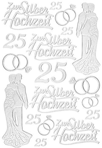 Ideen mit Herz 3-D Sticker Deluxe, zur Hochzeit, verschiedene Hochzeitsmotive, erhabene Aufkleber, Bogengröße: 21 x 30 cm (Silberhochzeit)