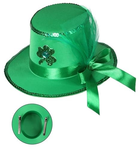 Widmann 00676 - Minizylinder St. Patrick´s Day, mit Haarclips, Grün, Hut, Kopfschmuck, Accessoire, Mottoparty, Karneval