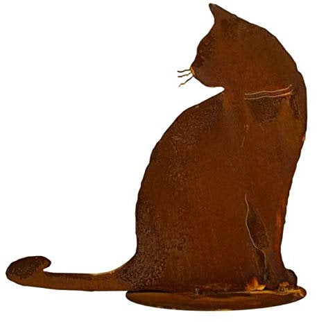 Edelrost Katze Joschi sitzend auf Bodenplatte 30x30cm Gartendeko Rost Tierfigur