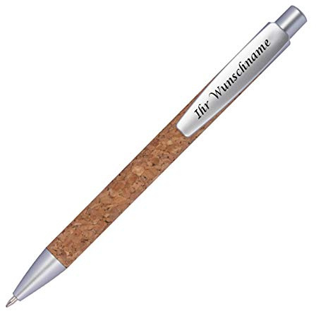 Gravur by LivepacOffice 10er Pack Kork-Kugelschreiber mit Gravur, Blau, Kugelspitze, 2mm und mehr, nicht wasserfest, Kugelschreiber