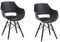 SAM 2er Set Schalenstuhl Lea, Schwarz, ergonomisch geformte Sitzschale aus Kunststoff, bequemer Esszimmerstuhl im Retro-Design, Holzgestell schwarz