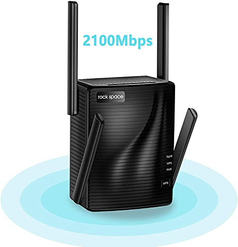Rockspace 2100 Mbit/s WLAN Repeater, WLAN Verstärker Dualband 5GHz & 2.4GHz mit WPS, WiFi Internet Verstärker Kompatibel Allen WLAN Geräten