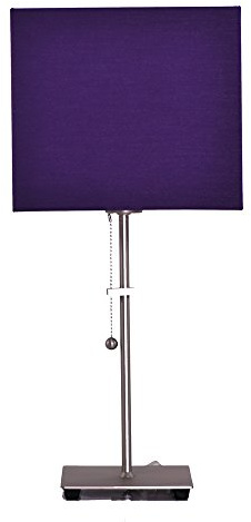 Dirk Davids Leuchten GmbH Tischleuchte Chicago Nickel Matt Schirm Polycotton Lila 841701928