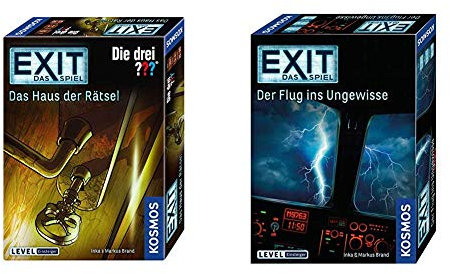 Kosmos 694043 - EXIT - Das Haus der Rätsel & Der Flug ins Ungewisse - Die DREI??? Escape Room Spiel für Einsteiger, 1-4 Spieler