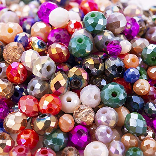 400 Pieces Sunset Dreams Rondelle Glass Crystal Bead Mix Pink Red Orange Blue Green Oyster Rose Gold for Jewellery Making and Arts and Crafts