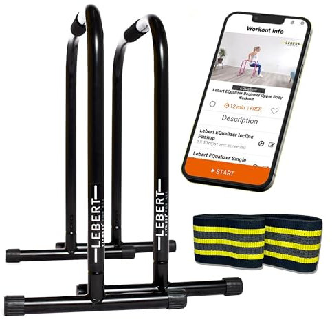 Lebert Fitness Equalizer mit Resistance Band - Calisthenics Equipment ✓ Dip Station ✓ Push Up Stand Bar ✓ Pull Up Dip Bar ✓ Bodyweight Equipment ✓ für Intensiven Gebrauch