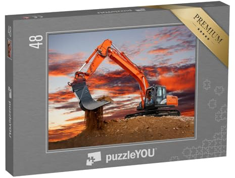 puzzleYOU: Puzzle 48 Teile „Bagger bei der Arbeit auf der Baustelle“ – aus der Puzzle-Kollektion Bagger