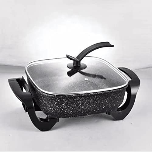FHCSAO Padella Elettrica Multifunzione Antiaderente con Coperchio Controllo Termostatico Regolabile Antiaderente Cavo di Alimentazione Staccabile in Superficie 30 X 30 Cm