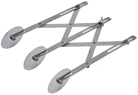 Stainless Steel Pizza Cutter,3 Wheel Pastry Cutter with Handle,Dough Cutter Adjustable Width Pizza Cutter Dough Divider Pastry Knife Baking Cutter for Cake, Cookie, Bread