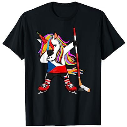 Dabbing Einhorn Tschechien Eishockey-Fans Trikot Sport T-Shirt
