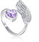 Qings Alexandrit Juni Geburtsstein Mondstein Ringe Sterling Silber Damen Verstellbarer Birthstone Flügel Feder Herz Zirkonia Verlobungsring Eheringe Geburtsstein Schmuck für Frau Freundin
