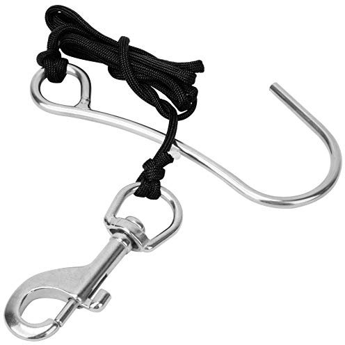 Joyzan Gancho de Arrecife Único, Seguridad Cable Buceo Cueva Submarina Deriva Acero Inoxidable Corriente único Línea Antipérdida Hebilla Liberación Rápida Cordón Bobina Espiral Submarinismo Reef