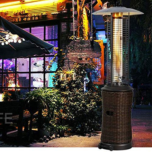 Terrassenheizer für den Außenbereich mit Heizabdeckung, Retro-Rattan-LPG-Propanheizer mit Rädern, Gartenheizlampe, Heizofen für Zuhause/Gewerbe little surprise