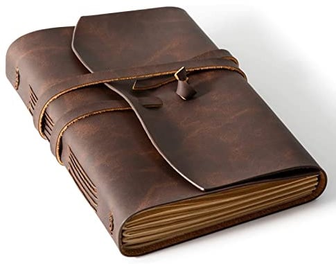 RILIHO Leather Journal Notebook - Genuine Leather Journals for Writing 260 Pages 5x7.1 Inches Vintage Journal For Man and Women Gifts For Man Artist,Travel Journal,Brown