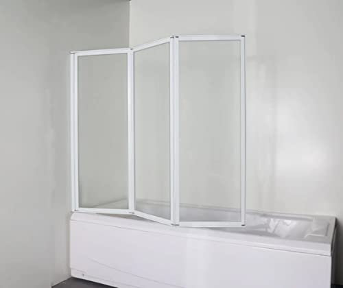 Sanotechnik Duschtrennwand Nil 130-131x121 cm weiß - Duschwand für Badewanne, Duschabtrennung, Duschwand