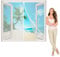Magnet Fliegengitter BalkonFenster, 160x95 cm Insektenschutz Magnet Fliegenvorhang, Magnetische Adsorption, Faltbar, Auto Schließen, für Fenster Patio, Weiß P