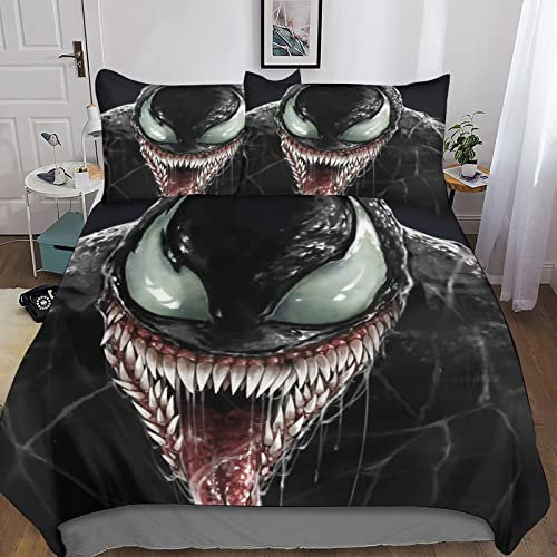 KRIVS Venom-5k-new-artworks-av-2932x2932 Bettwäsche Bettbezug-Set Mikrofaser, Bettbezug Reißverschluss Und Kissenbezug Für Schlafzimmer, Weiche Bequemer Double(200x200cm)